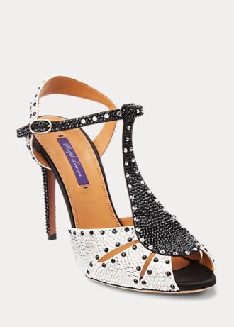 Black / White Women’s Ralph Lauren Vasile Embellished Satin Heels