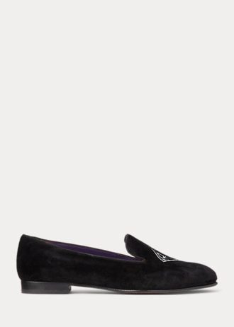 Black Women’s Ralph Lauren Alonzo Embroidered Velvet Flat Shoes Black Women’s Ralph Lauren Alonzo Embroidered Velvet Flat Shoes