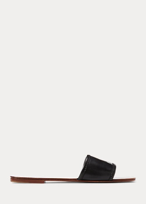 Black Women’s Ralph Lauren Andela Burnished Calfskin Sandals Black Women’s Ralph Lauren Andela Burnished Calfskin Sandals