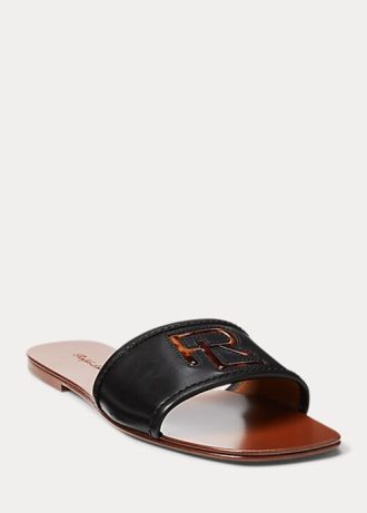Black Women’s Ralph Lauren Andela Burnished Calfskin Sandals