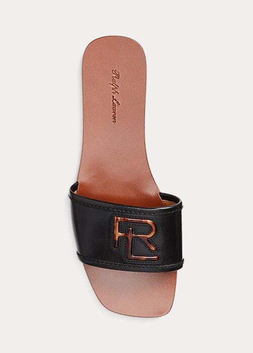 Black Women’s Ralph Lauren Andela Burnished Calfskin Sandals Black Women’s Ralph Lauren Andela Burnished Calfskin Sandals