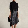 Black Women’s Ralph Lauren Asymmetrical Lambskin Circle Skirts