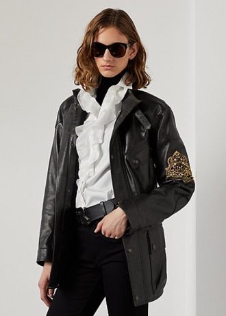 black women s ralph lauren cadena calfskin moto jackets 1 330x461 - Black Women's Ralph Lauren Cadena Calfskin Moto Jackets