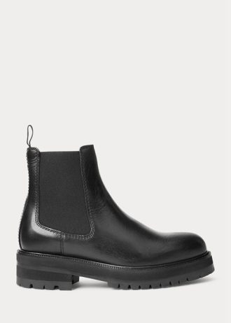 Black Women’s Ralph Lauren Calfskin Lug Chelsea Boots
