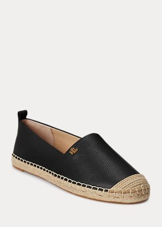 Black Women’s Ralph Lauren Cameryn IV Tumbled Leather Flat Shoes Black Women’s Ralph Lauren Cameryn IV Tumbled Leather Flat Shoes