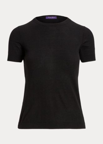 Black Women’s Ralph Lauren Cashmere Jersey Short-Sleeve Sweaters