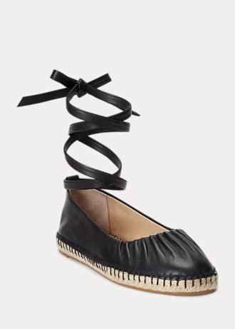 Black Women’s Ralph Lauren Cecilia Nappa Leather Lace-Up Flat Shoes Black Women’s Ralph Lauren Cecilia Nappa Leather Lace-Up Flat Shoes
