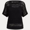 Black Women’s Ralph Lauren Cotton Mesh Short-Sleeve Sweaters