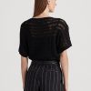 Black Women’s Ralph Lauren Cotton Mesh Short-Sleeve Sweaters