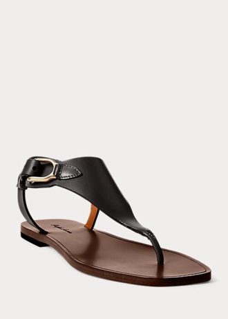 Black Women’s Ralph Lauren Delancie Welington Calfskin Sandals