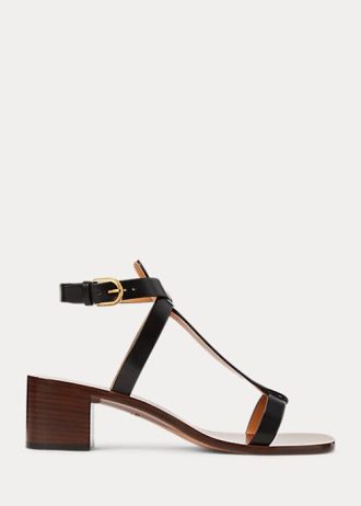 Black Women’s Ralph Lauren Dyllon Burnished Calfskin Sandals