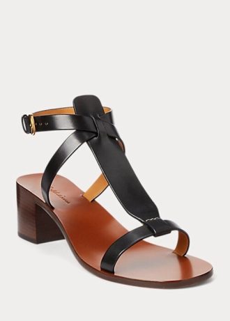 Black Women’s Ralph Lauren Dyllon Burnished Calfskin Sandals