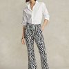 Black Women’s Ralph Lauren Graphic-Motif Sateen Kick-Flare Pants