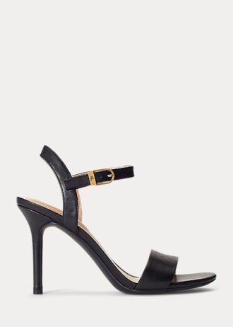 Black Women’s Ralph Lauren Gwen Burnished Leather Sandals
