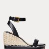 Black Women’s Ralph Lauren Hilarie Leather Espadrille