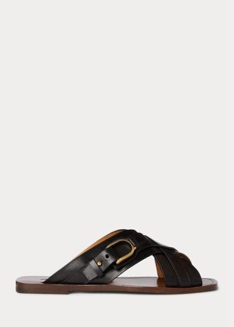 Black Women’s Ralph Lauren Jacie Calfskin Stirrup Sandals