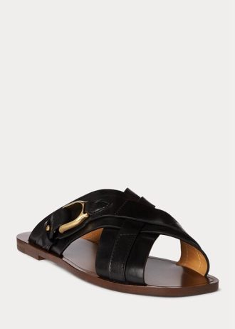 Black Women’s Ralph Lauren Jacie Calfskin Stirrup Sandals