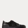 Black Women’s Ralph Lauren Jinett Suede & Leather Low-Top Sneakers