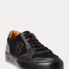 Black Women’s Ralph Lauren Jinett Suede & Leather Low-Top Sneakers