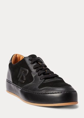 Black Women’s Ralph Lauren Jinett Suede & Leather Low-Top Sneakers