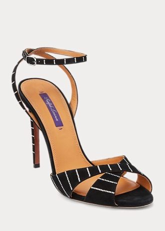 Black Women’s Ralph Lauren Kandice Embellished Goat-Suede Sandals