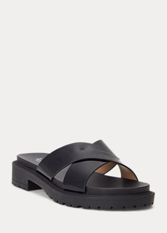 Black Women’s Ralph Lauren Kelsie Patent Leather Slippers