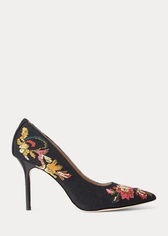 Black Women’s Ralph Lauren Lindella II Needlepoint & Suede Heels Black Women’s Ralph Lauren Lindella II Needlepoint & Suede Heels