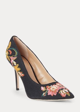 Black Women’s Ralph Lauren Lindella II Needlepoint & Suede Heels Black Women’s Ralph Lauren Lindella II Needlepoint & Suede Heels