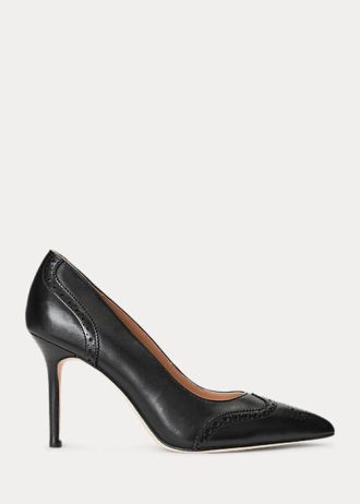 Black Women’s Ralph Lauren Lynden Burnished Leather Heels