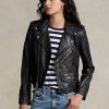 Black Women’s Ralph Lauren Made with full-grain, supple sheepskin, this luxurious iteration of Polo’s moto channels a downtown vibe and free-spirited style. Jackets