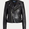 Black Women’s Ralph Lauren Made with full-grain, supple sheepskin, this luxurious iteration of Polo’s moto channels a downtown vibe and free-spirited style. Jackets