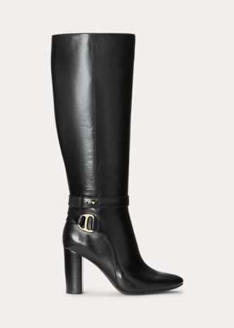 Black Women’s Ralph Lauren Makenna Burnished Leather Riding Boots