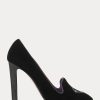 Black Women’s Ralph Lauren Marion Embroidered Velvet Heels