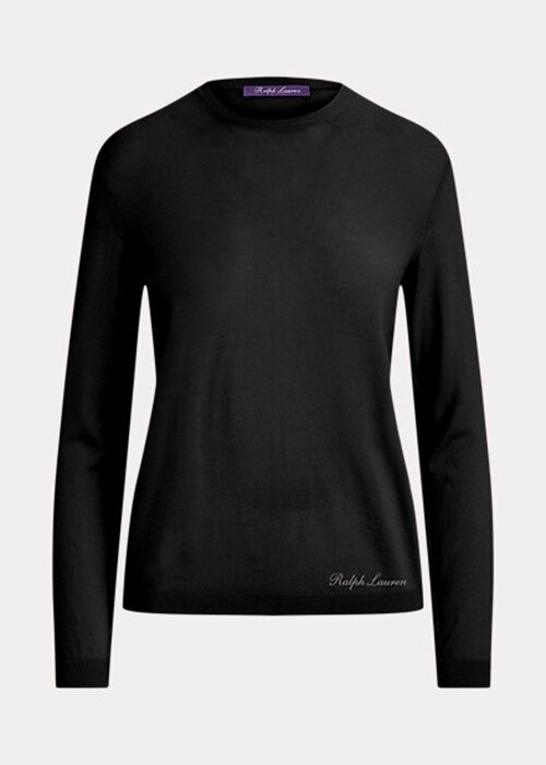 Black Women’s Ralph Lauren Merino Wool Crewneck Sweaters Black Women’s Ralph Lauren Merino Wool Crewneck Sweaters