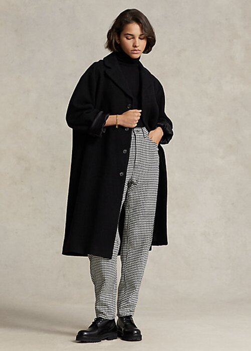 Black Women’s Ralph Lauren Oversize Herringbone Wool-Blend Coats Black Women’s Ralph Lauren Oversize Herringbone Wool-Blend Coats