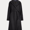 Black Women’s Ralph Lauren Peak-Lapel Wool-Blend Wrap Coats