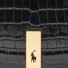 Black Women’s Ralph Lauren Polo ID Croc-Embossed Saddle Bags