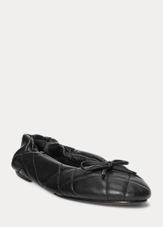 Black Women’s Ralph Lauren Quilted Lambskin Ballet Flat Shoes Black Women’s Ralph Lauren Quilted Lambskin Ballet Flat Shoes
