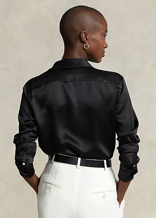 Black Women’s Ralph Lauren Silk Charmeuse Shirts Black Women’s Ralph Lauren Silk Charmeuse Shirts