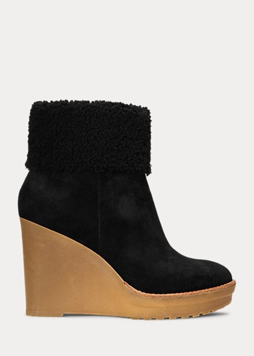 Black Women’s Ralph Lauren Steph Shearling-Trim Suedeie Boots Black Women’s Ralph Lauren Steph Shearling-Trim Suedeie Boots