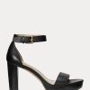 Black Women’s Ralph Lauren Sylvia Burnished Leather Sandals