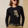 Black Women’s Ralph Lauren Utility Bear Cotton Long-sleeve T Shirts
