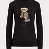 Black Women’s Ralph Lauren Utility Bear Cotton Long-sleeve T Shirts