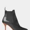 Black Women’s Ralph Lauren Vachetta Calfskin Kitten-Heel Boots