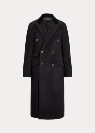 Black Women’s Ralph Lauren Velvet-Topcollar Wool-Blend Melton Coats