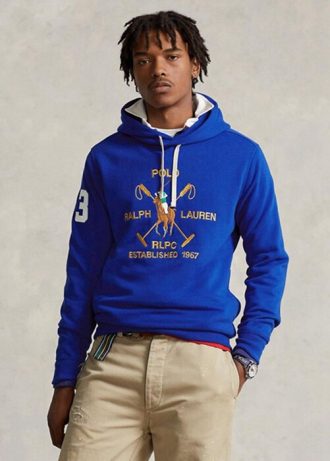 Blue Men’s Ralph Lauren Big Polo Crest Fleece Hoodie Blue Men’s Ralph Lauren Big Polo Crest Fleece Hoodie