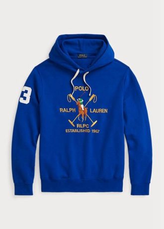 Blue Men’s Ralph Lauren Big Polo Crest Fleece Hoodie Blue Men’s Ralph Lauren Big Polo Crest Fleece Hoodie
