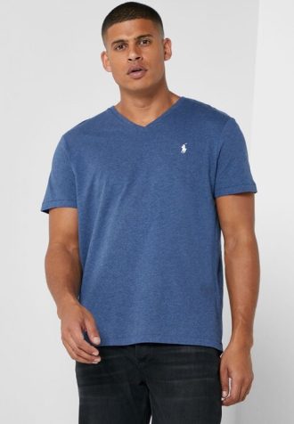 Blue Men’s Ralph Lauren Chest Logo V-Neck T Shirts