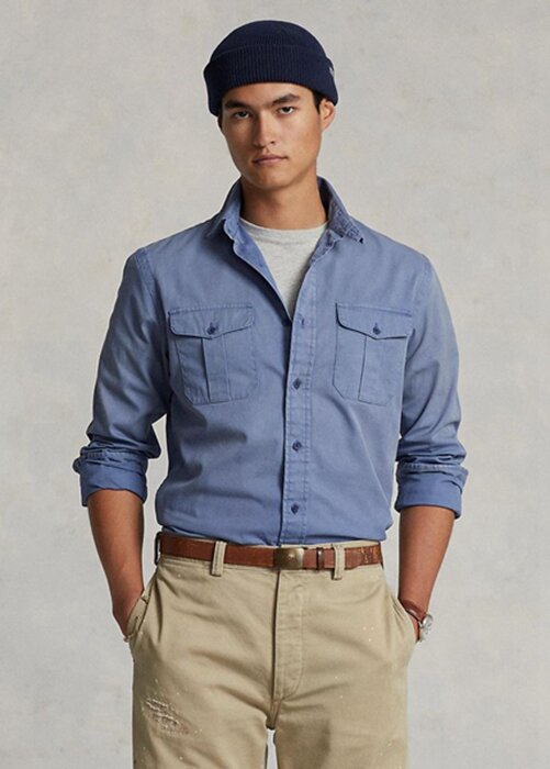 Blue Men’s Ralph Lauren Classic Fit Chino Work Shirts Blue Men’s Ralph Lauren Classic Fit Chino Work Shirts