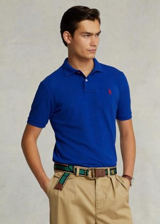 Blue Men’s Ralph Lauren Custom Slim Fit Mesh Polo Shirts